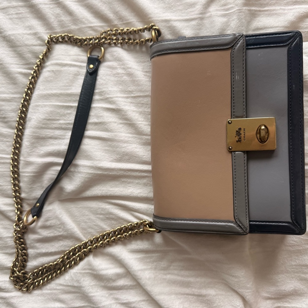 Coach Beige and Gray Leather Crossbody Bag
